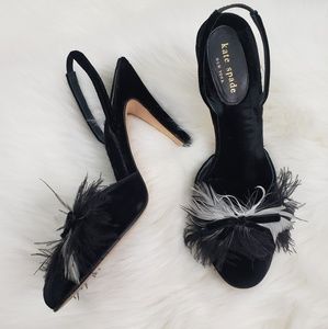 Kate Spade Velvet Feather Shout Heels